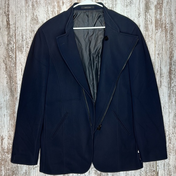 EMPORIO ARMANI 'Mr A Line' 70% Wool Zip up Black Jacket Made in Italy - Picture 3 of 7